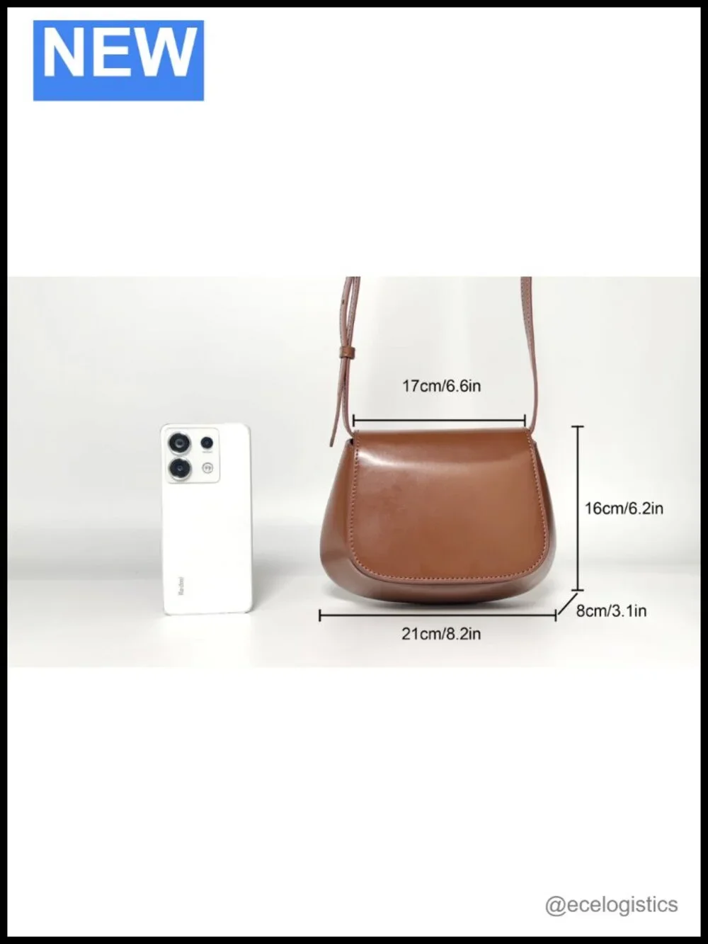 Genuine Leather Small Crossbody Bag Adjustable Strap Shell Design Retro Purse